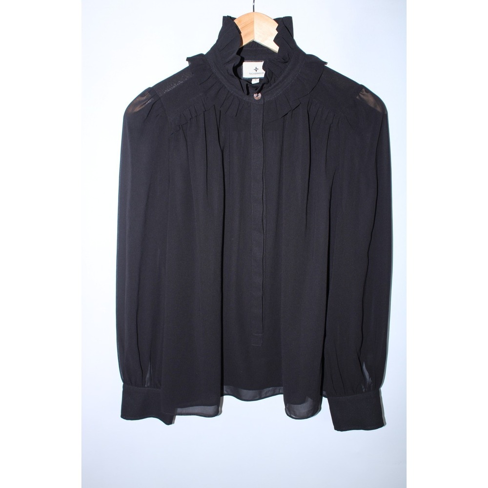 Tuckernuck Women's Small Black Lightweight Sheer Elana Blouse